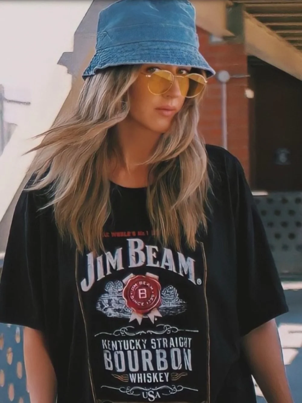 Betmar 90’s Y2K Retro Light Wash Denim Oversized Cotton Bucket Sun Hat - Picture 9 of 10
